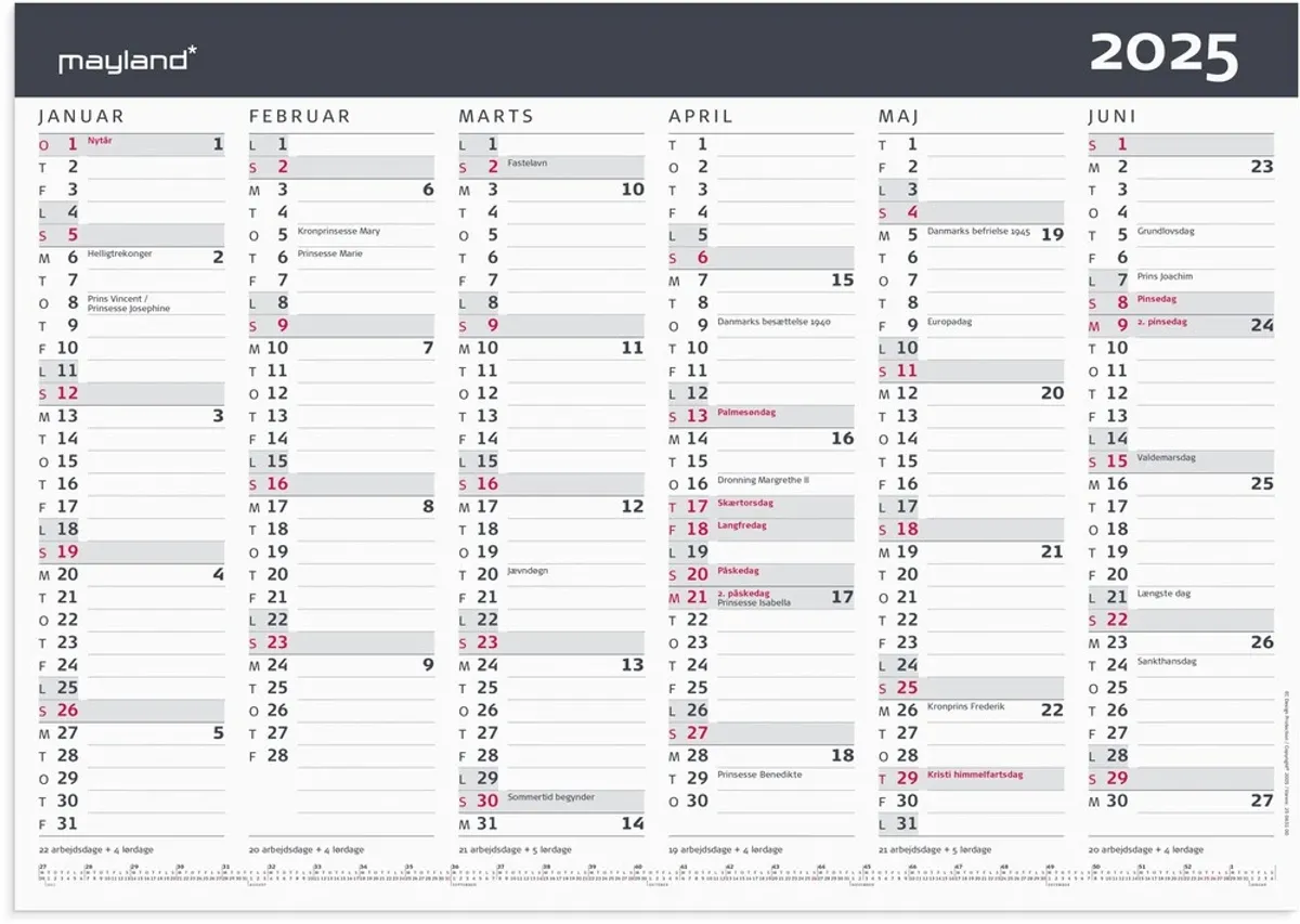 Mayland Kontorkalender 2025 moderne A3