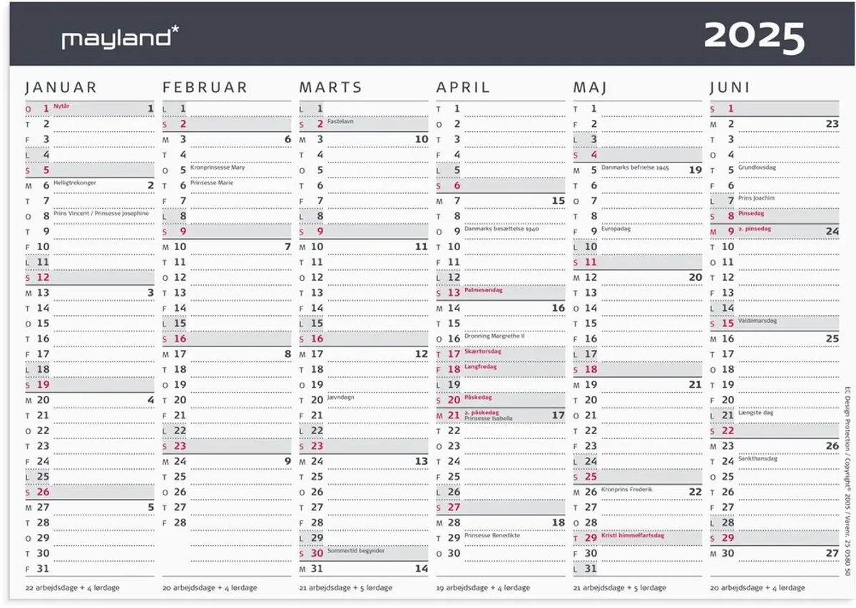 Mayland Kontorkalender 2025 moderne A5