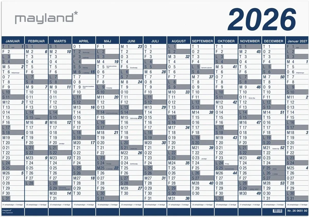 Mayland Kæmpekalender 2026 pap rør 13 mdr.