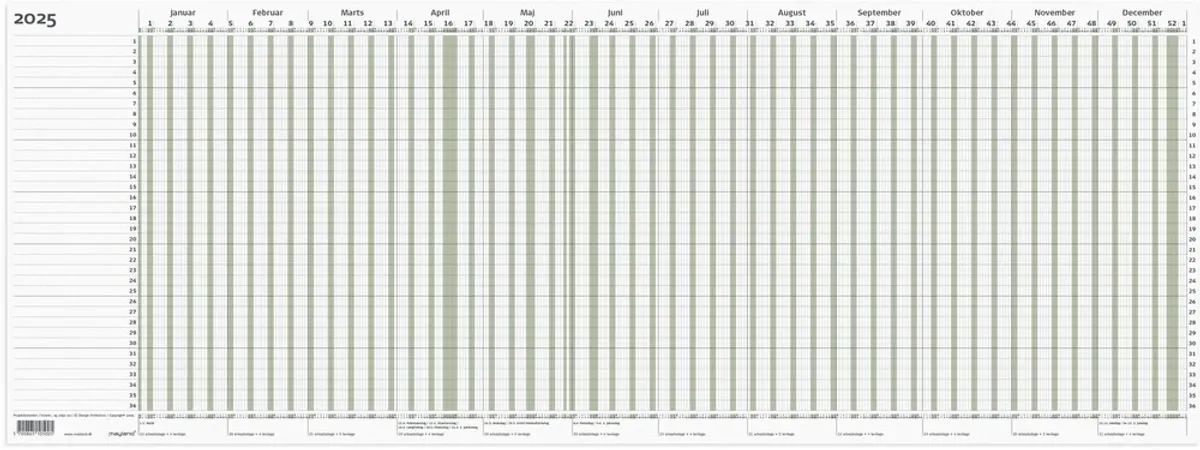 Mayland Projekt planner 2025 grøn 80 x 30 cm