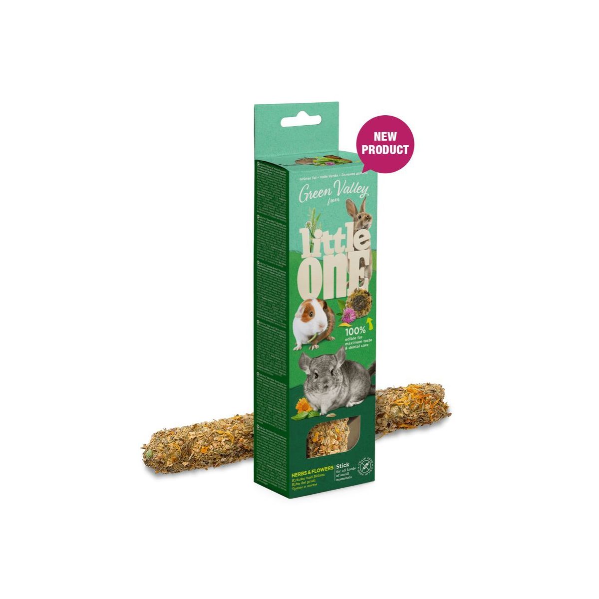 Meldgaard - Little One Green valley Sticks m. urter, 1x160g Gnavergodbid