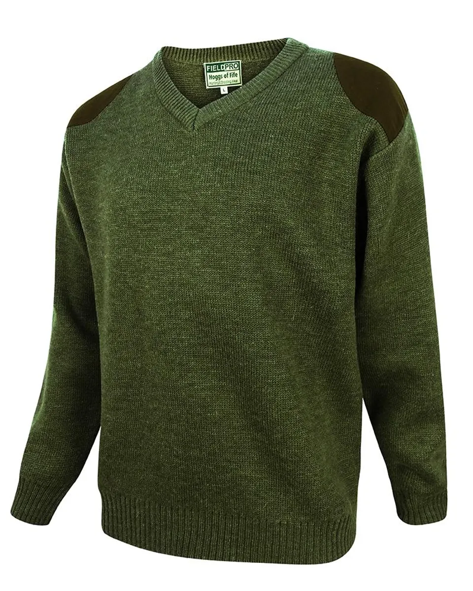 Melrose V-Neck Hunting Pullover, uldblanding, oliven - 2XL (47-48)