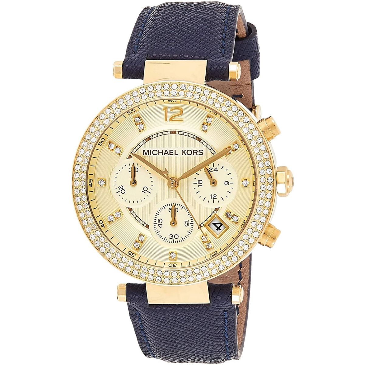 Michael Kors Parker Gold Dial Blue Leather Dameur MK2280