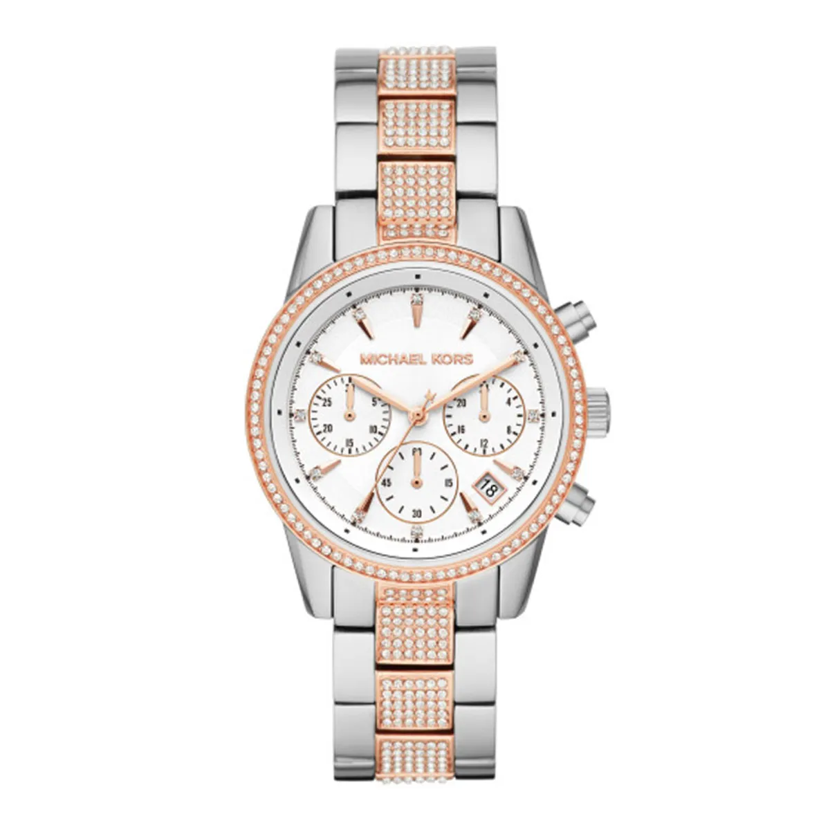 Michael Kors Ritz dameur i bicolour med chronograph, lænke