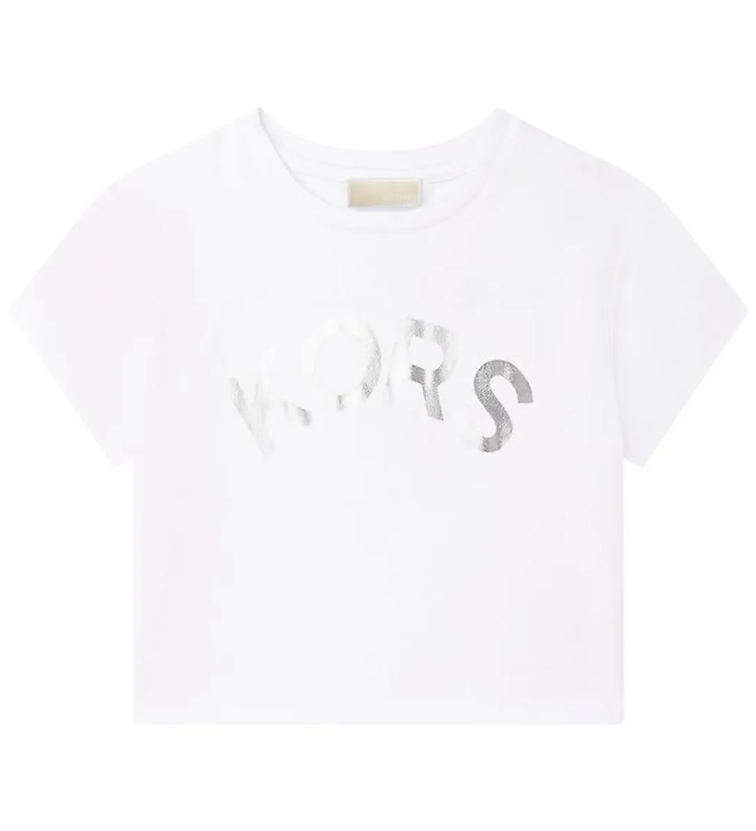 Michael Kors T-shirt - Cropped - Hvid m. Sølv