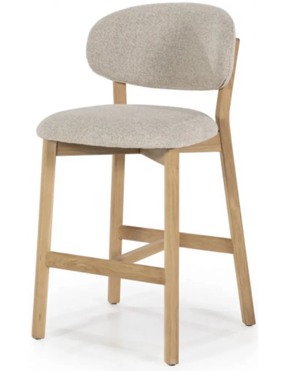 Mikky barstol i egetræ og polyester H97,5 cm - Eg/Taupe