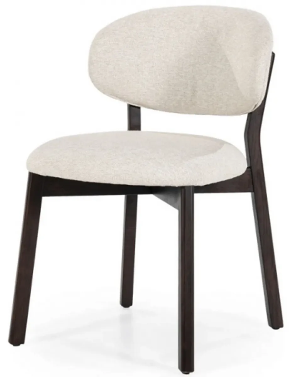 Mikky spisebordsstol i egetræ og polyester H79 cm - Mørkebrun/Beige