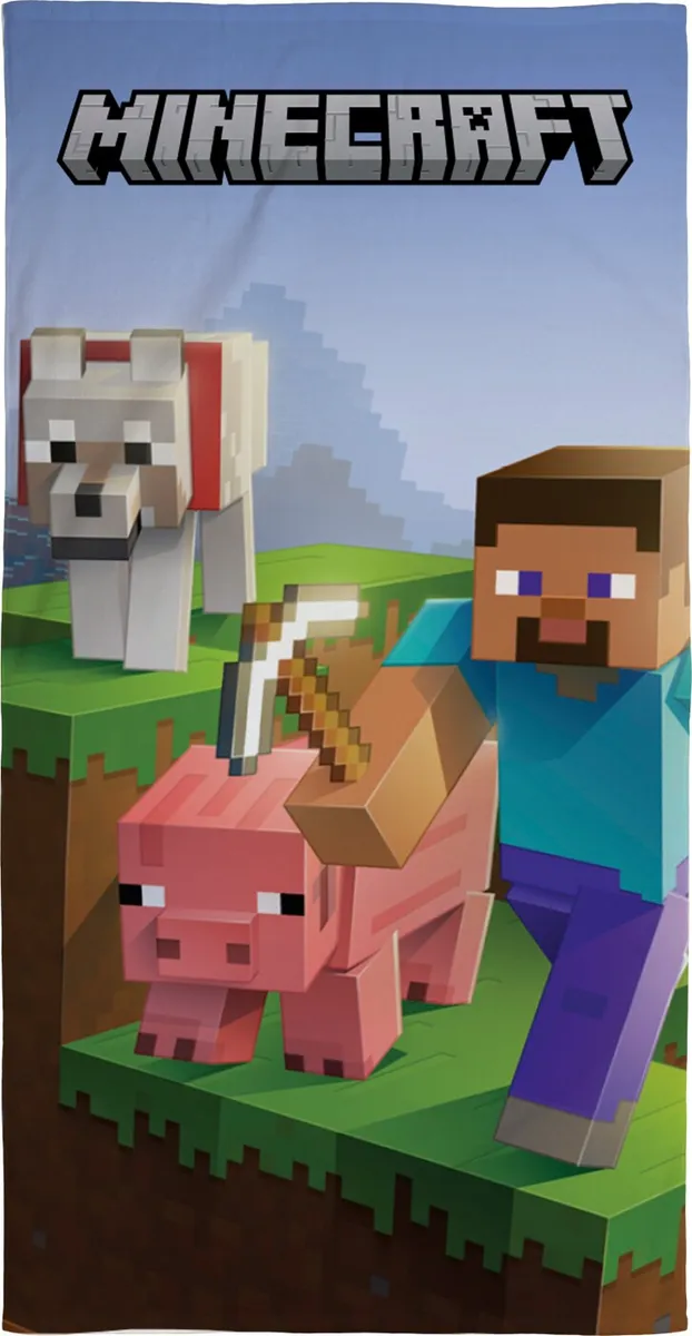 Minecraft Håndklæde Til Børn - 70x140 Cm