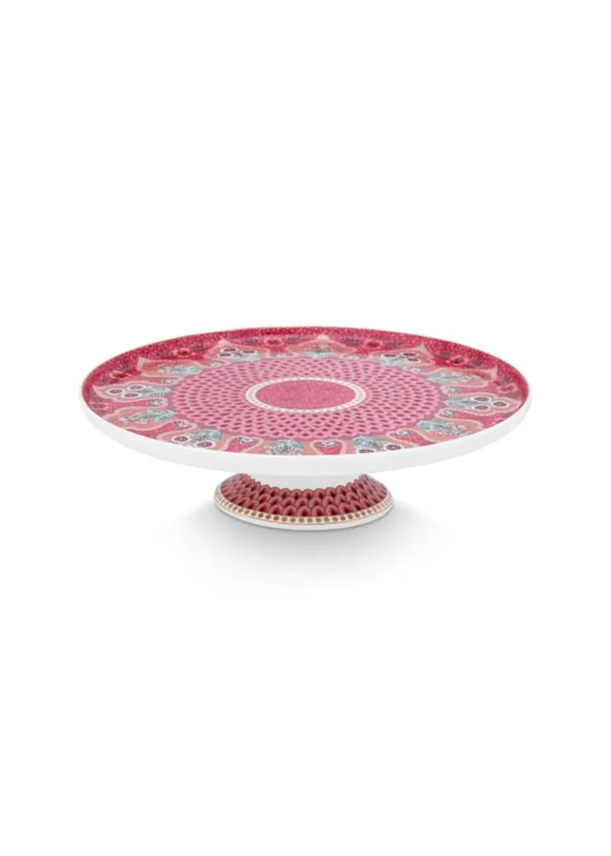 Mini Cake Tray Flower Festival Scallop Deco Dark Pink 21cm