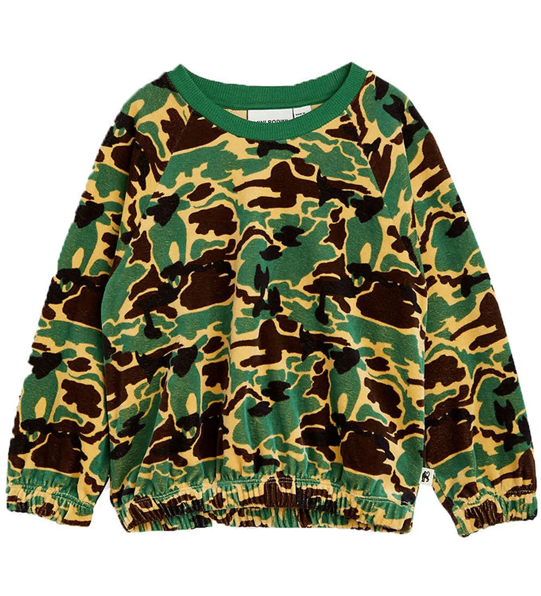 Mini Rodini Bluse - Velour - Camo - Grøn