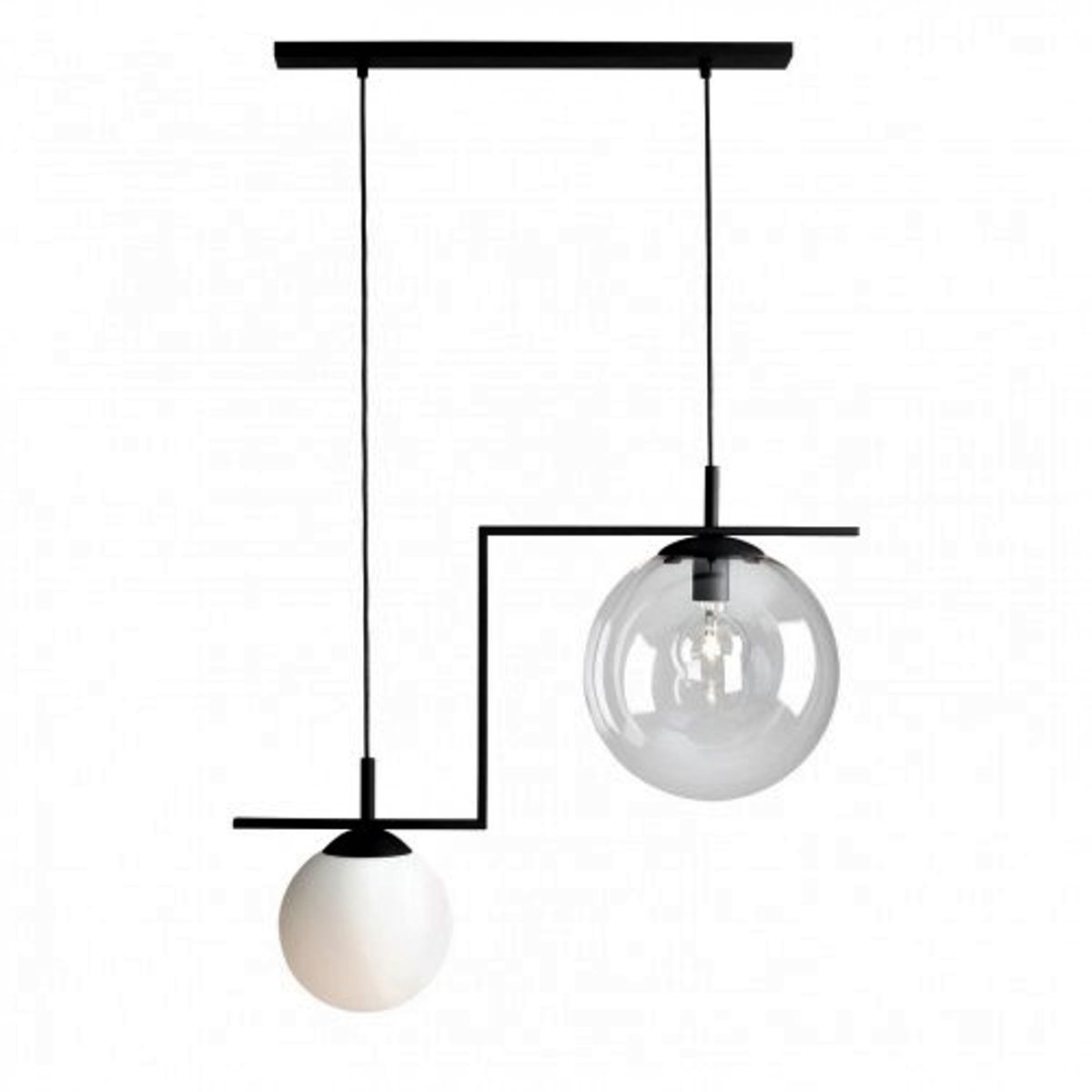 Moma - Loftlampe i sort metal og to farver glas