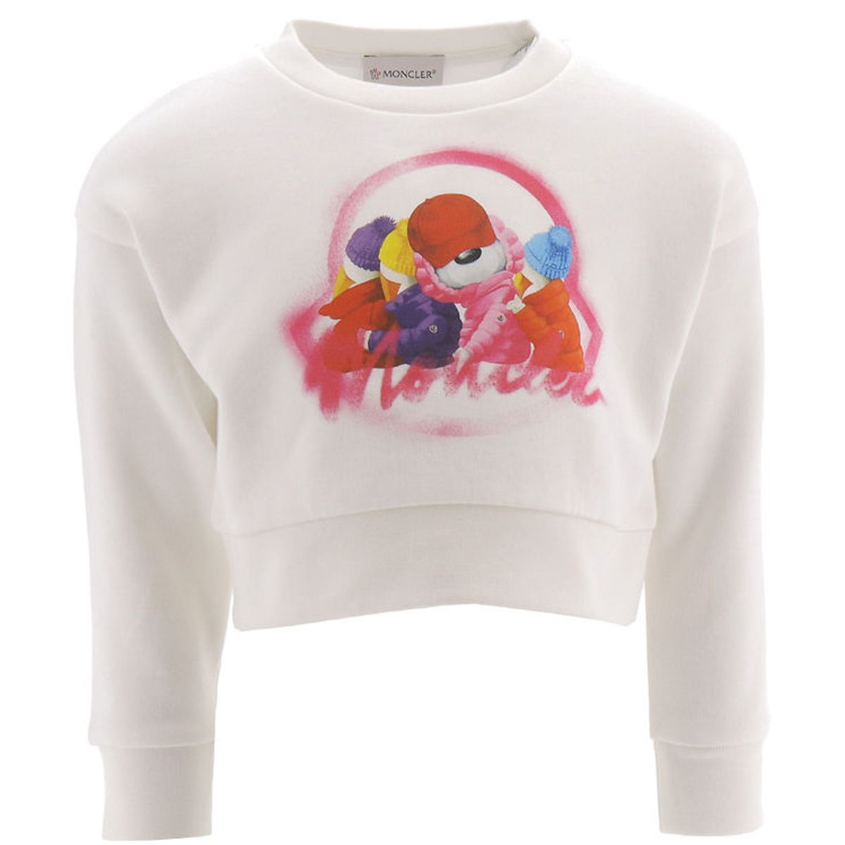 Moncler Sweatshirt - Cropped - Hvid m. Print