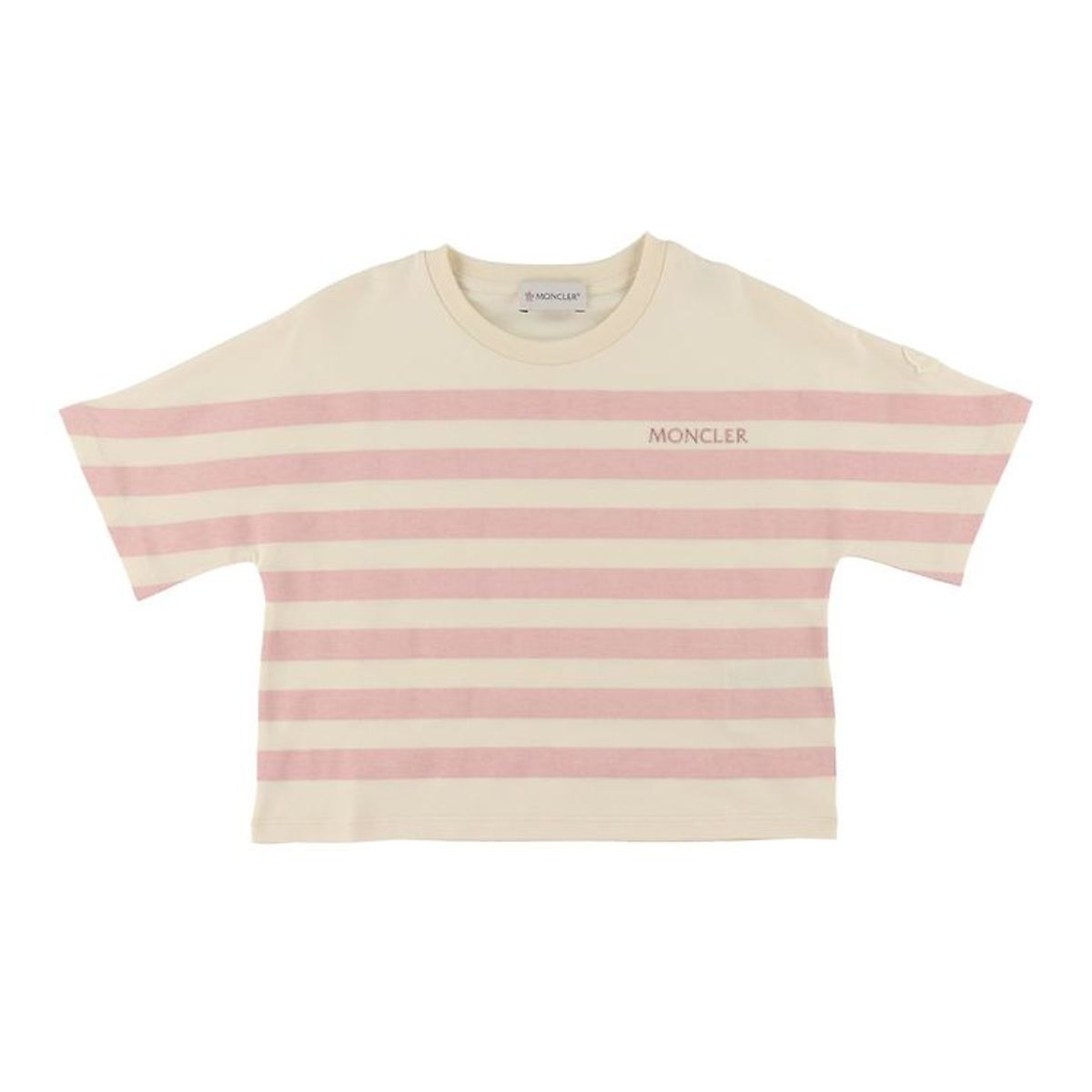 Moncler T-shirt - Cropped - Rosa/Cremestribet