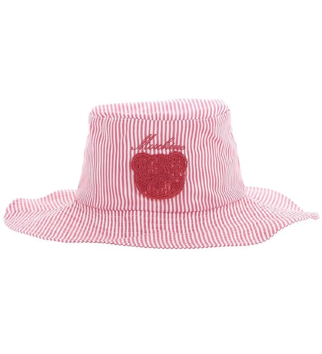 Moschino Bøllehat - Pink/Hvidstribet m. Logo