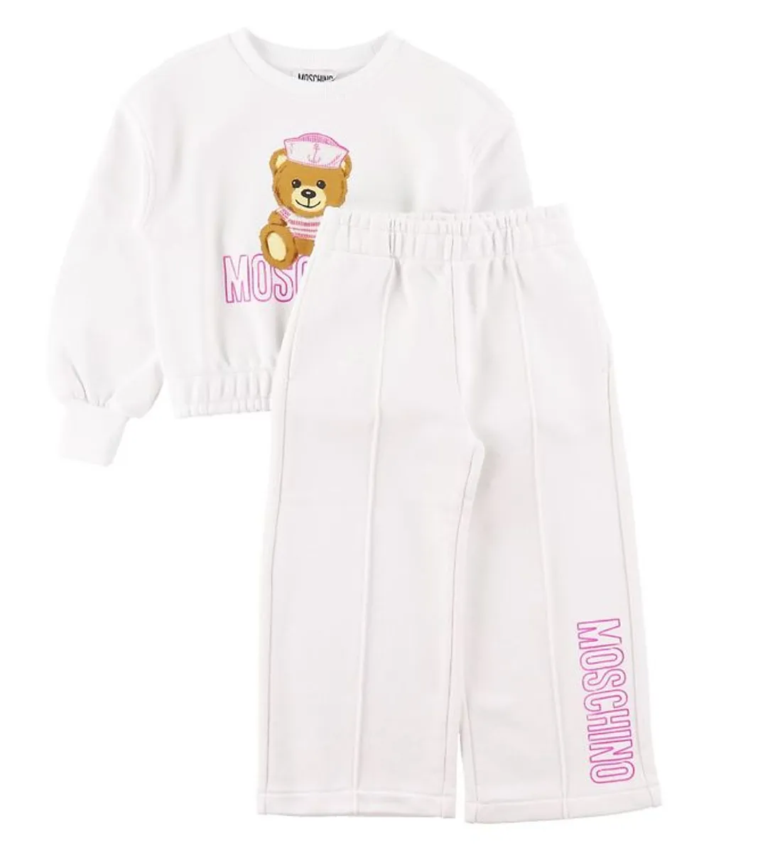 Moschino Sweatsæt - Hvid/Rosa m. Print/Pailletter