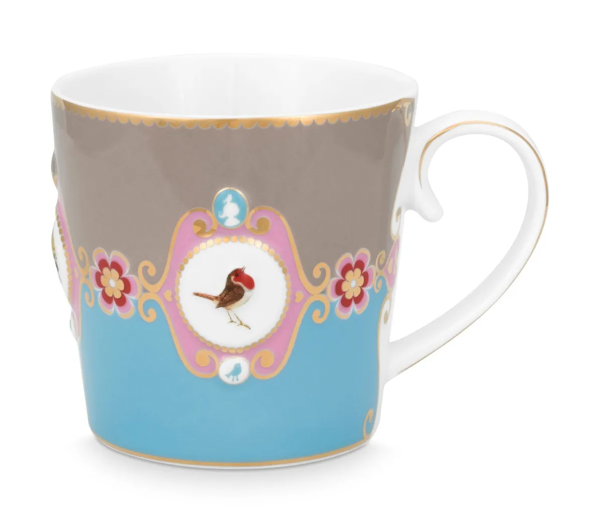 Mug Large Love Birds Medallion Blue-Khaki 250ml