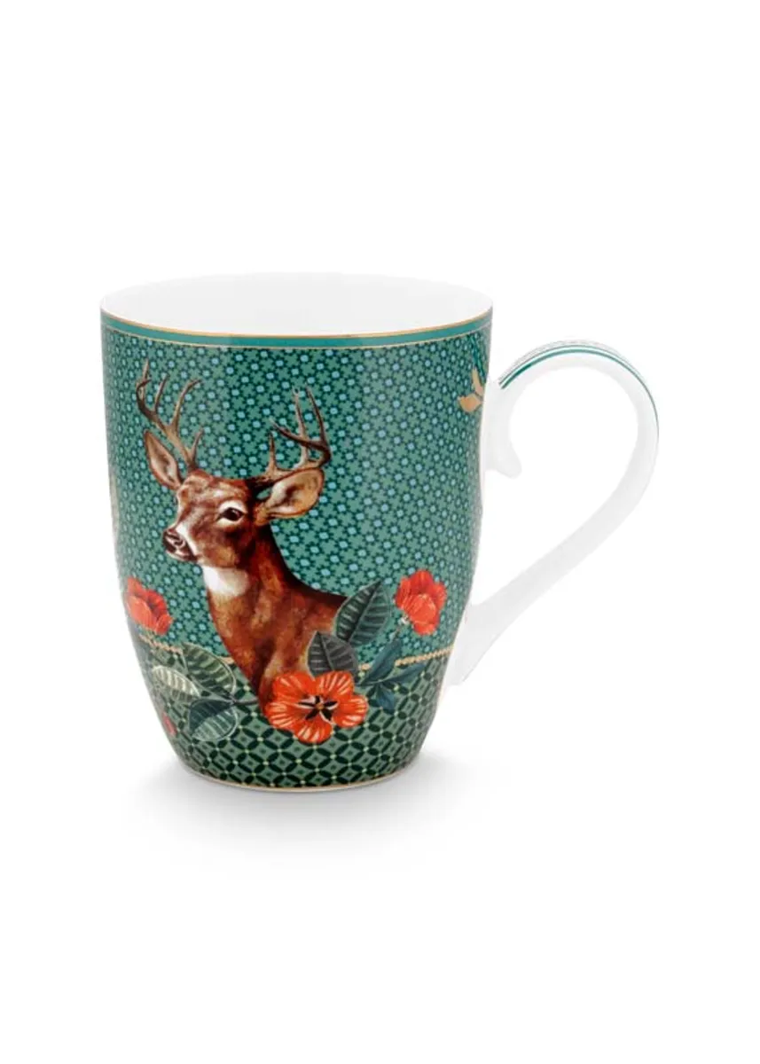 Mug Large Winter Wonderland Deer Green 350ml