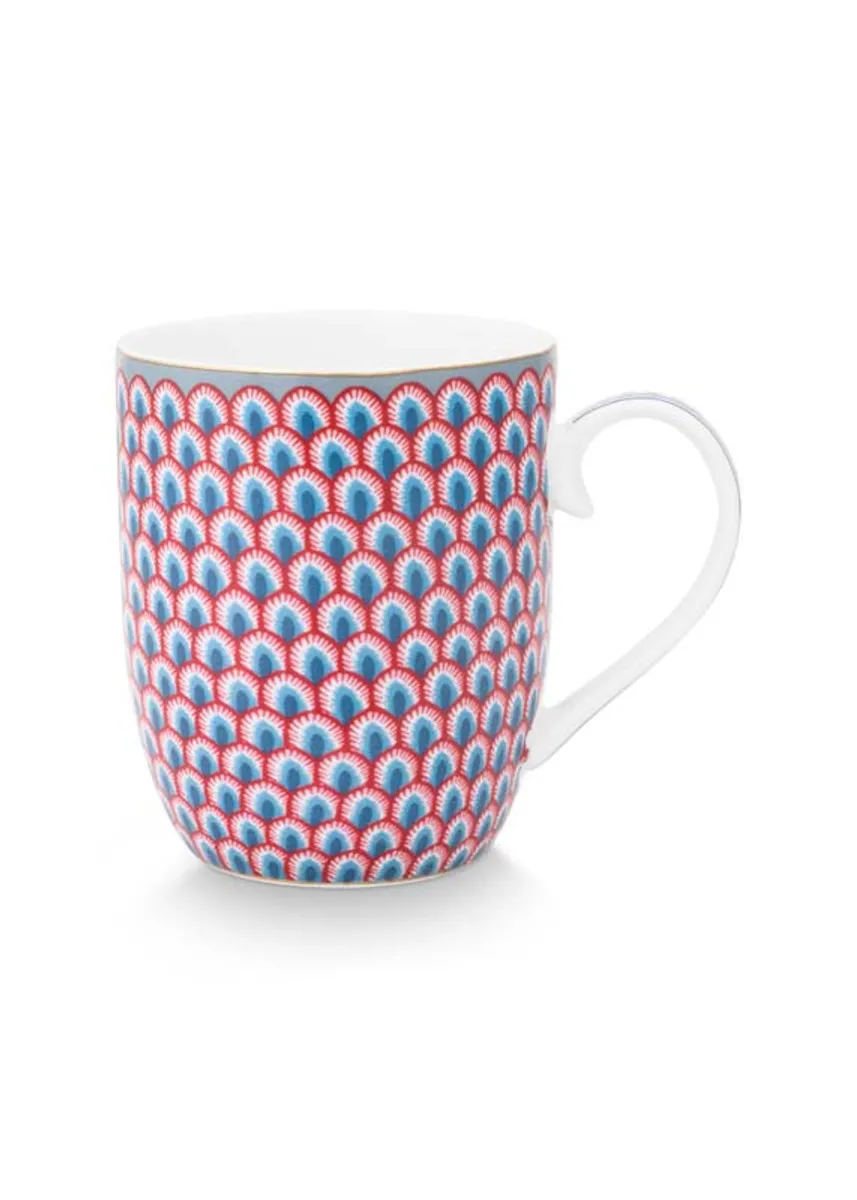 Mug Small Flower Festival Scallop Red-Light Blue 145ml