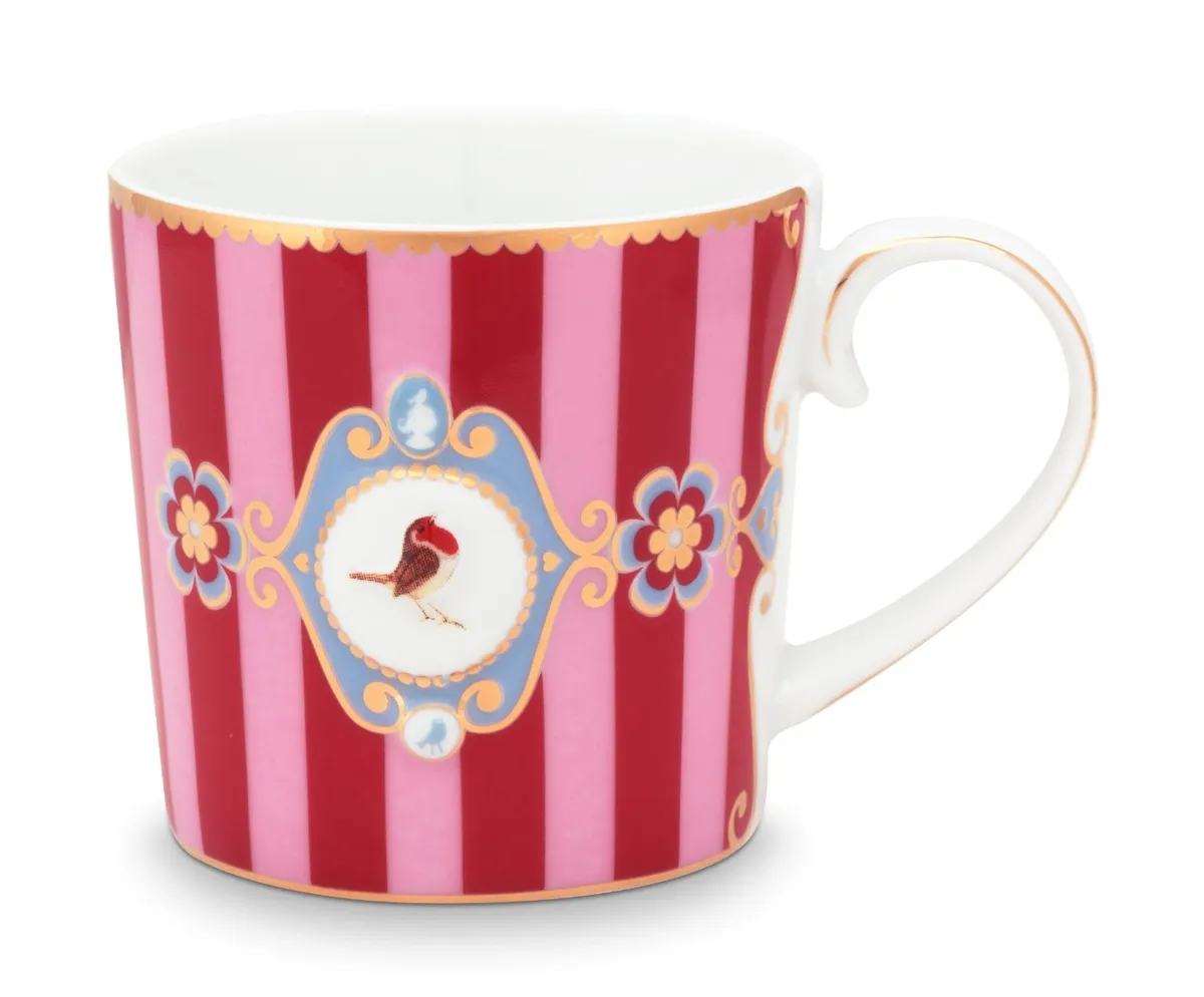 Mug Small Love Birds Medallion Stripes Red-Pink 150ml