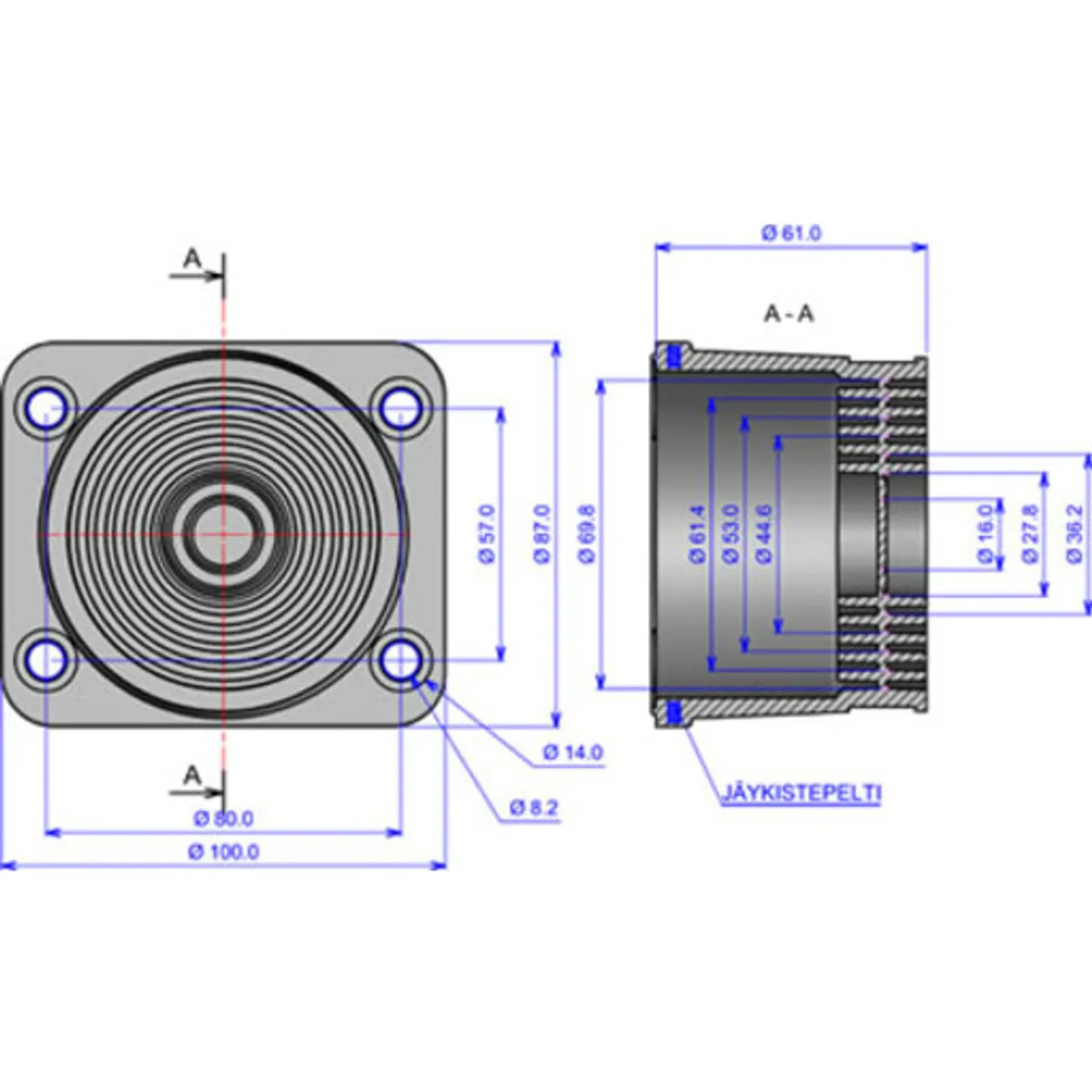 MULTIFLANGE 100X100MM M. RING