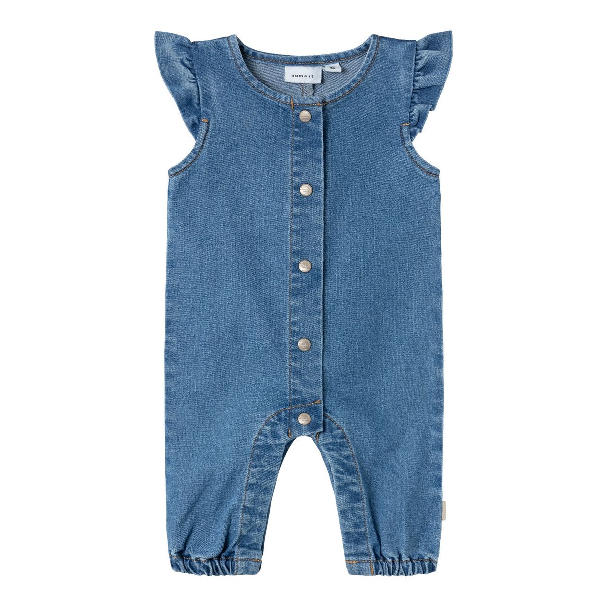 Name It Lola Frill Denim Overall - Medium Blue Denim - 50 cm