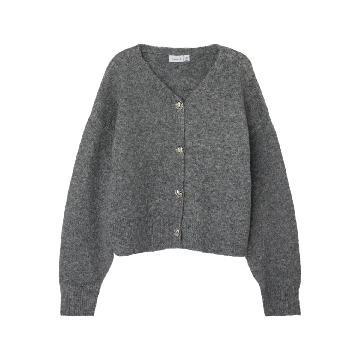 NAME IT Nacola Kort Strik Cardigan Grey Melange