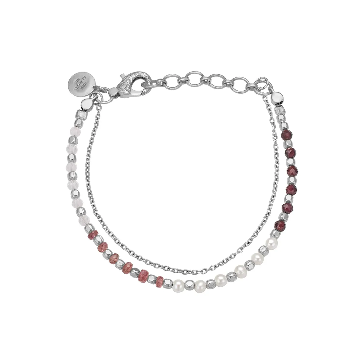 Nanna Sølv Red Mix Perle Armbånd