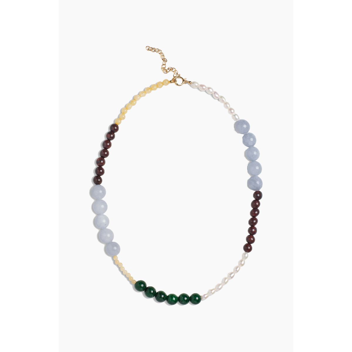 Necklace Marli - L. Yellow, Pearl, L. Blue, Brown and D. Green - ENAMEL - Guld One Size