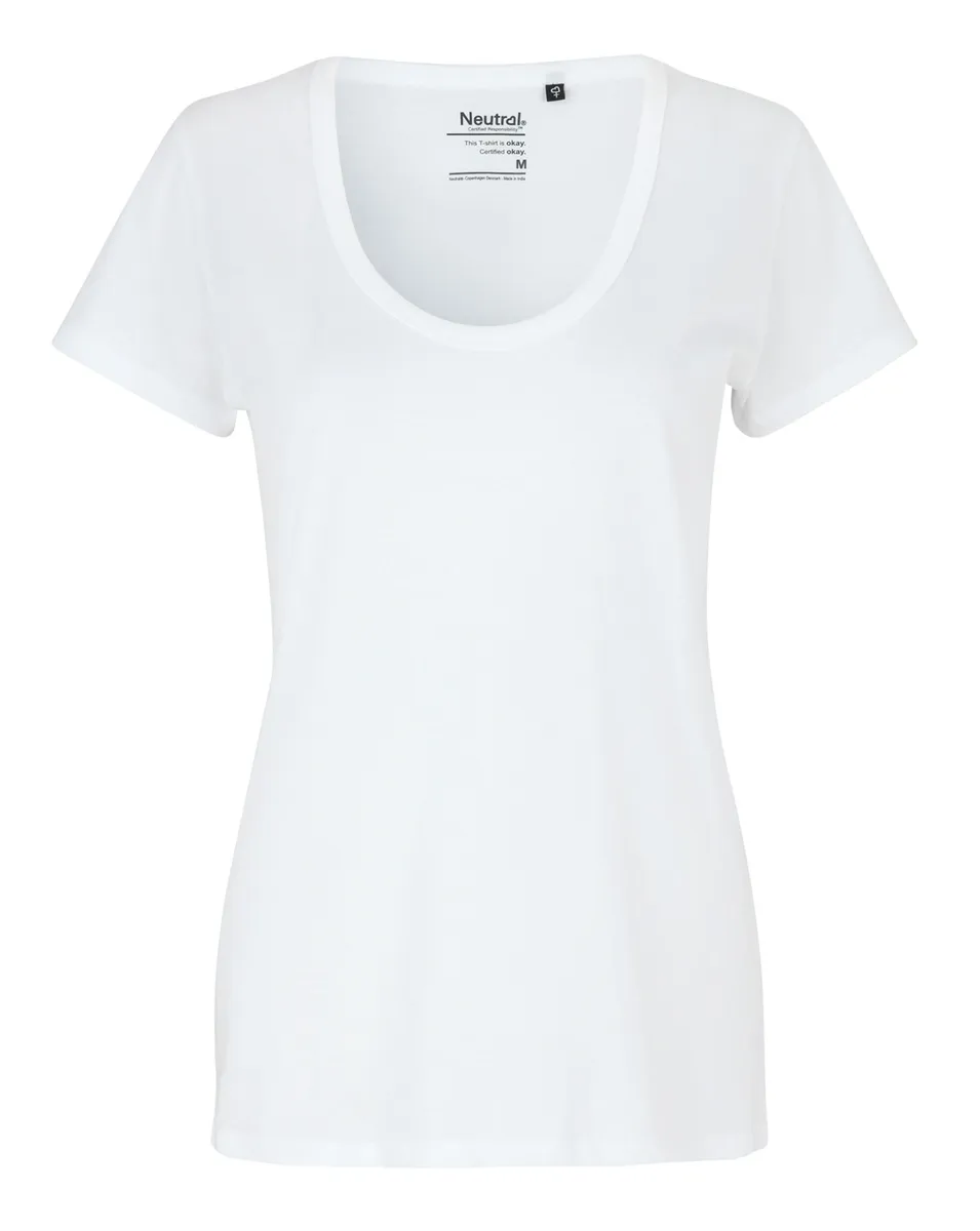 Neutral Dame Deep Round Neck T-Shirt Hvid