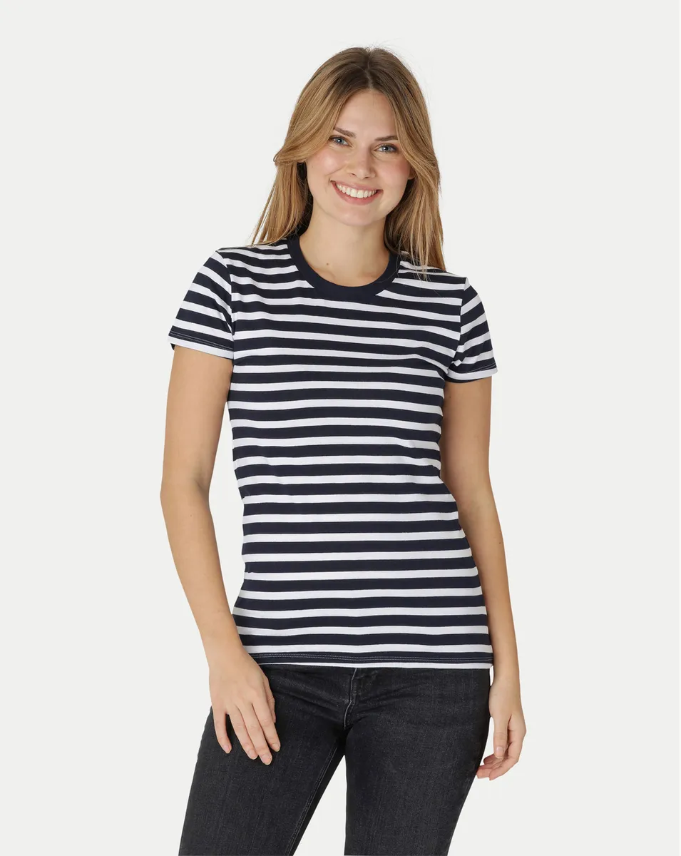 Neutral Dame Fitted T-Shirt Hvid/Navy Stripe