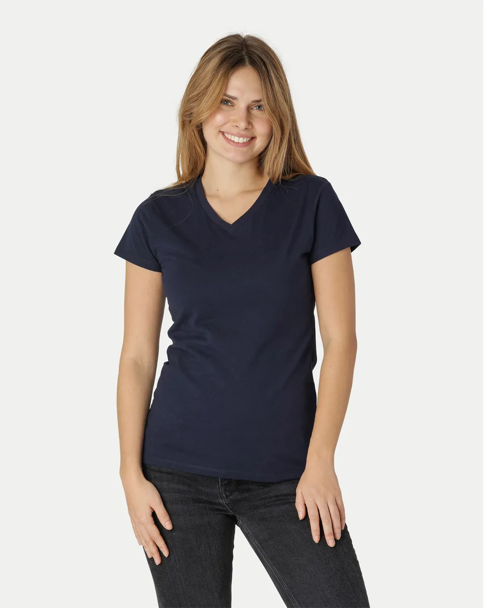 Neutral Dame Fitted V-neck T-Shirt Navy