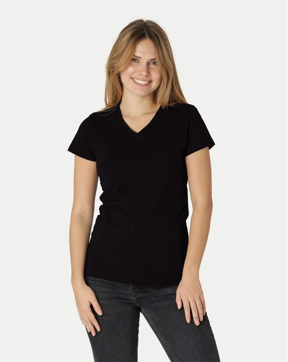 Neutral Dame Fitted V-neck T-Shirt Sort