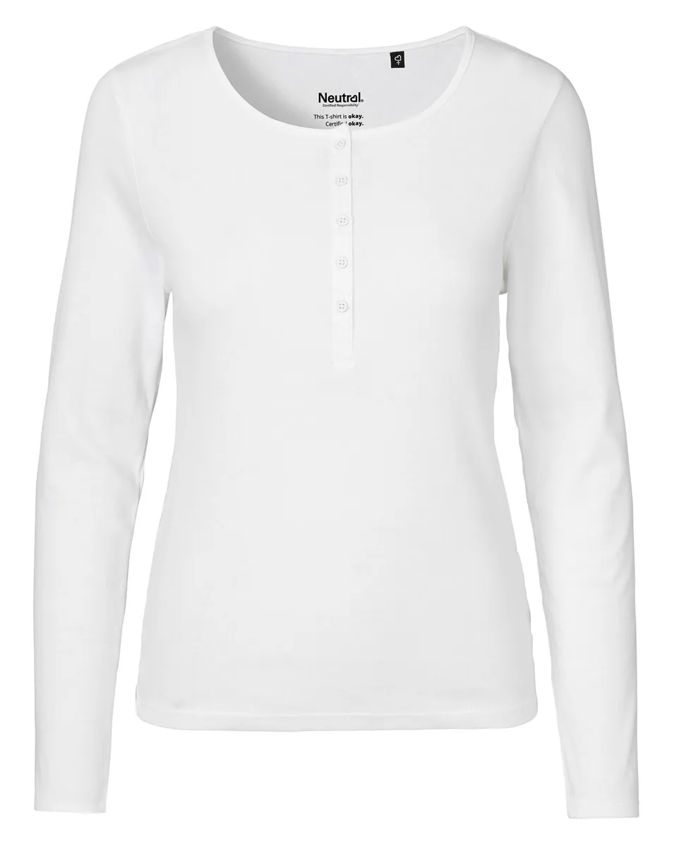 Neutral Dame Grand-dad Langærmet T-Shirt Hvid Hvid