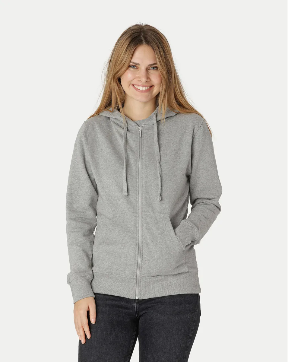 Neutral Dame Hoodie m. lynlås Grå Melange