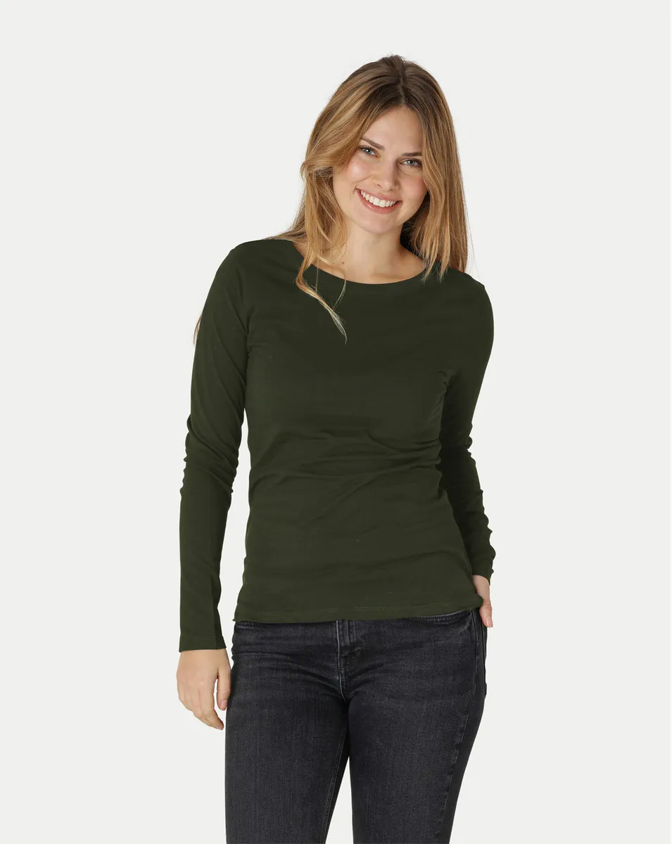 Neutral Dame Langærmet T-Shirt Oliven