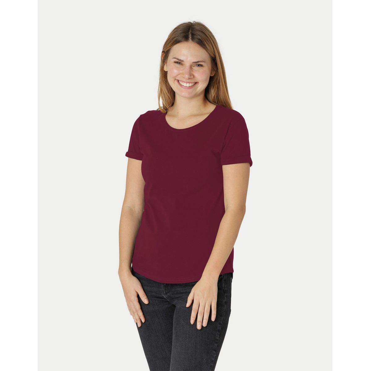 Neutral Dame Roll Up Sleeve T-Shirt Bordeaux