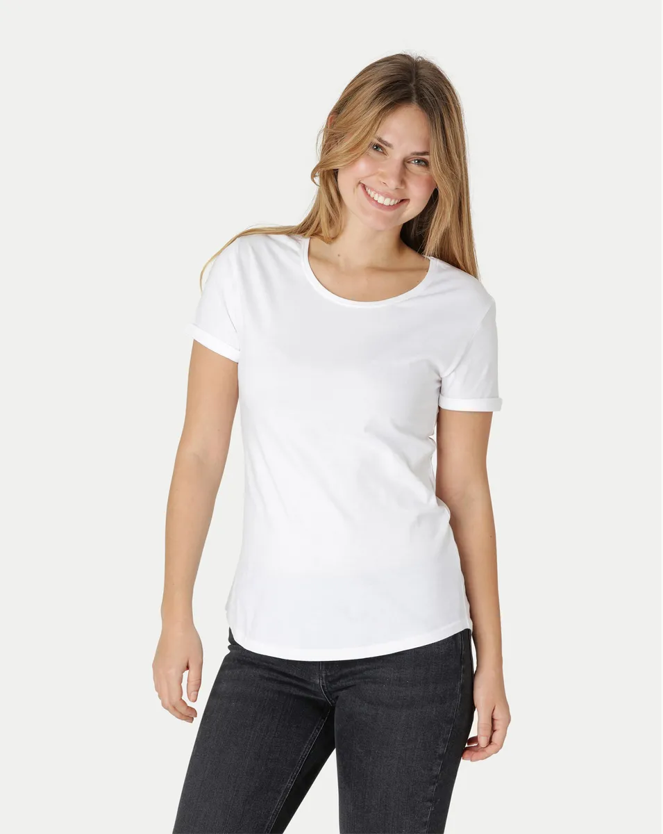 Neutral Dame Roll Up Sleeve T-Shirt Hvid