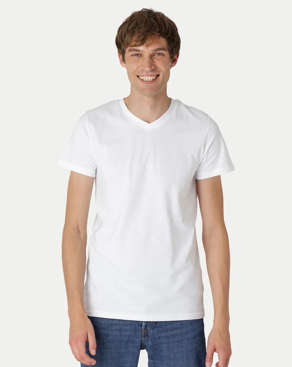 Neutral Fitted V-neck T-Shirt Hvid