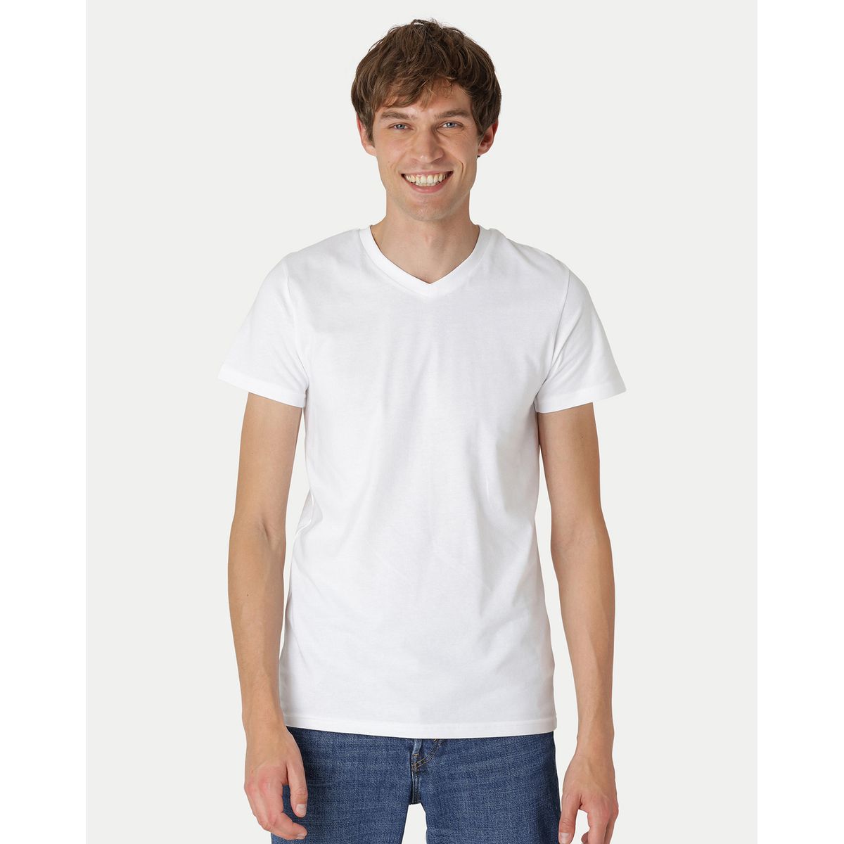 Neutral Fitted V-neck T-Shirt Hvid