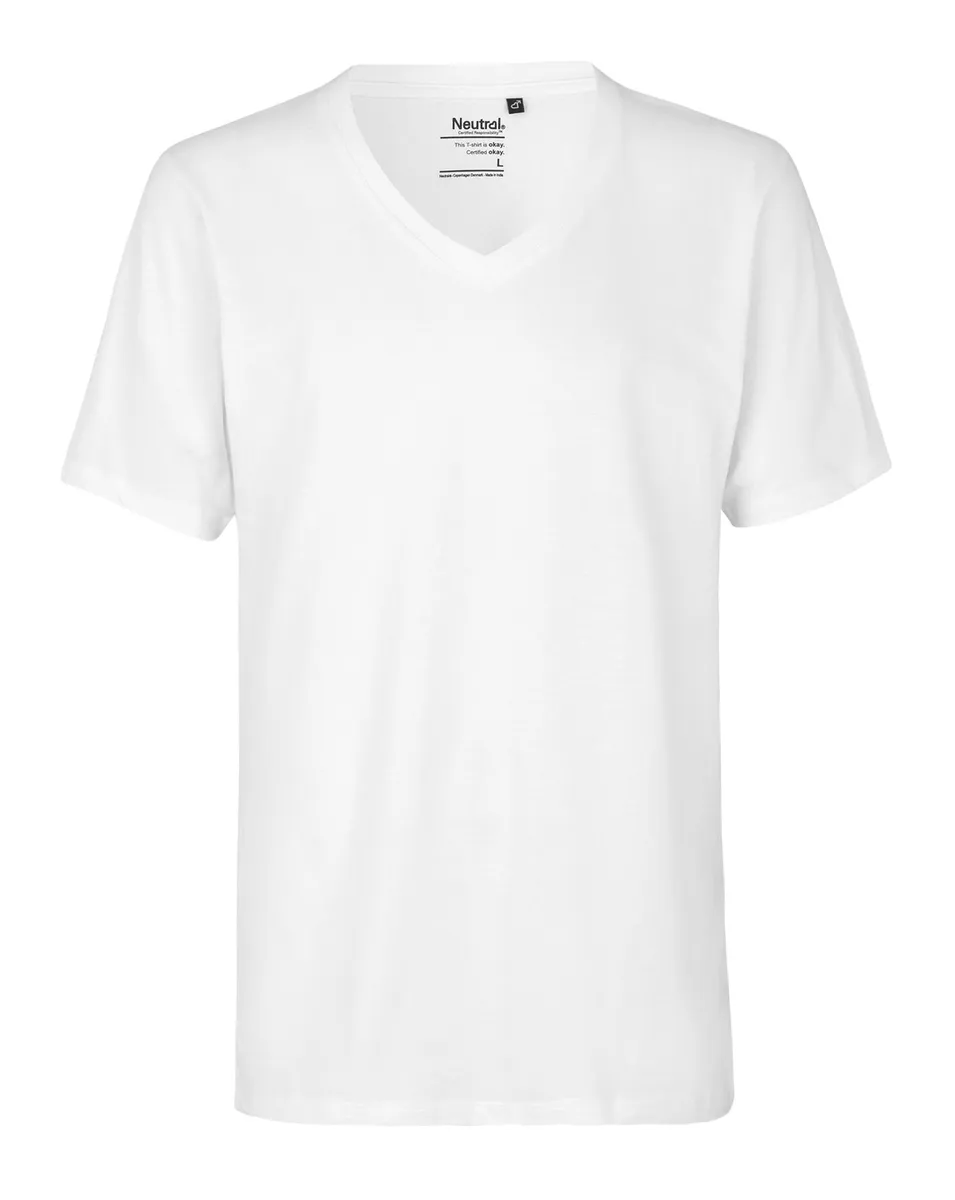 Neutral Organic - Mens Deep V-neck T-shirt White