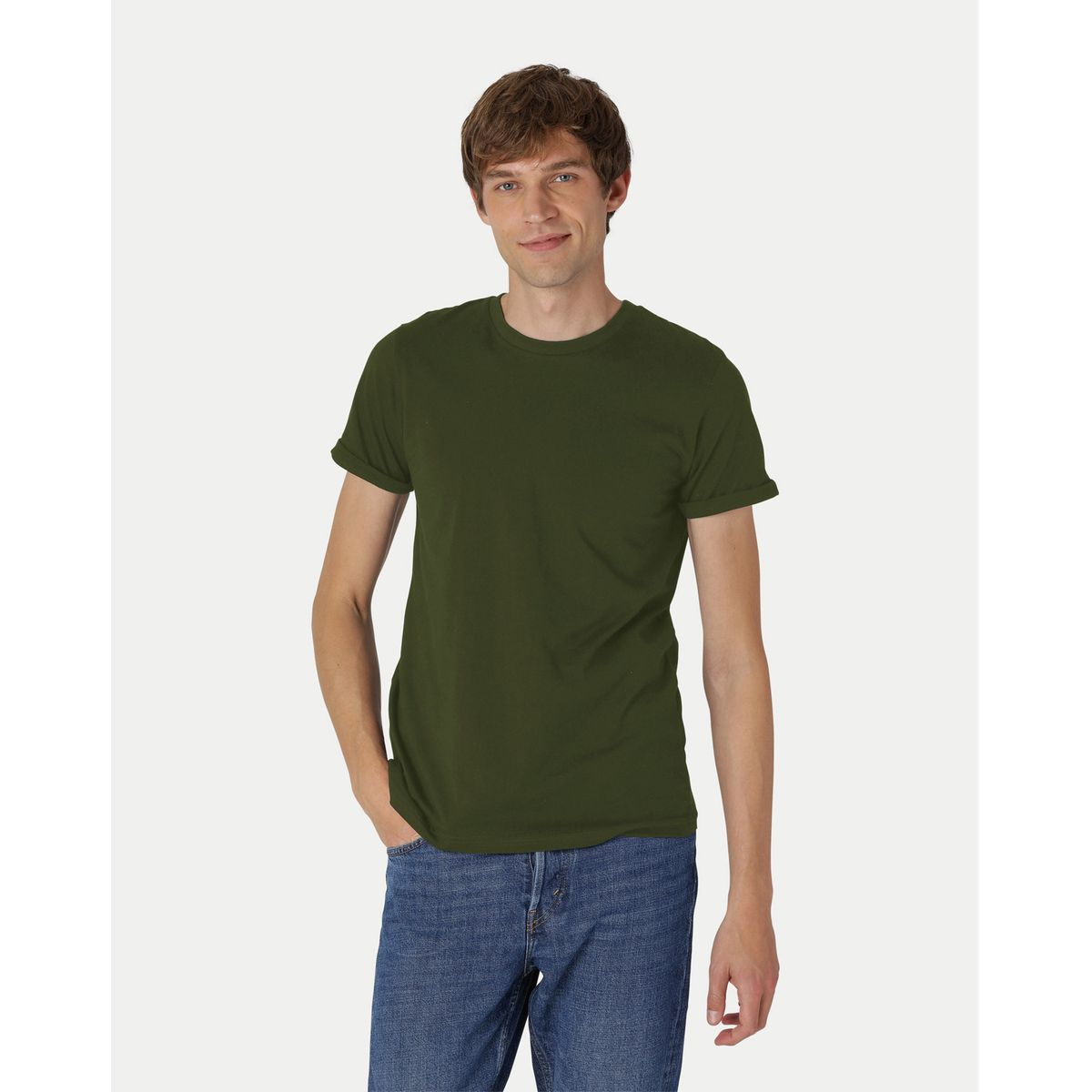 Neutral Roll Up Sleeve T-Shirt Oliven