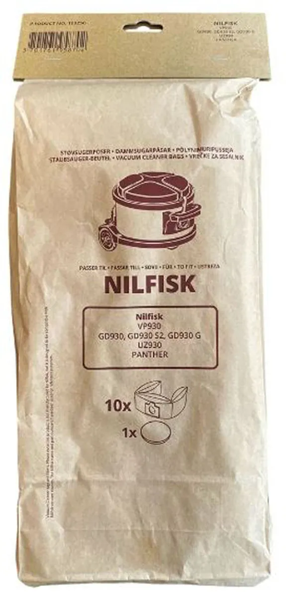 Nilfisk støvsugerposer GD930 product no. 103250 10 stk. + filter