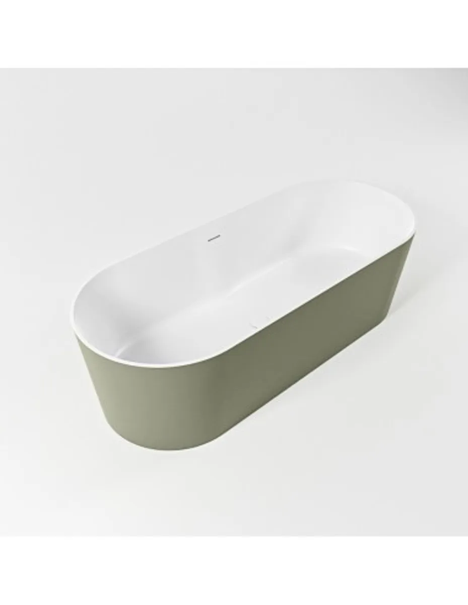 NOBLE fritstående badekar 180 x 75 cm Solid surface - Talkum/Armygrøn