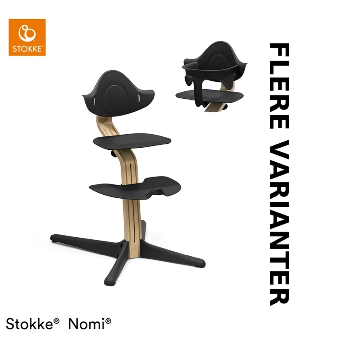 Nomi Stol - Eg/Valnød - inkl. Babyset - Sort/Eg - Anthracite