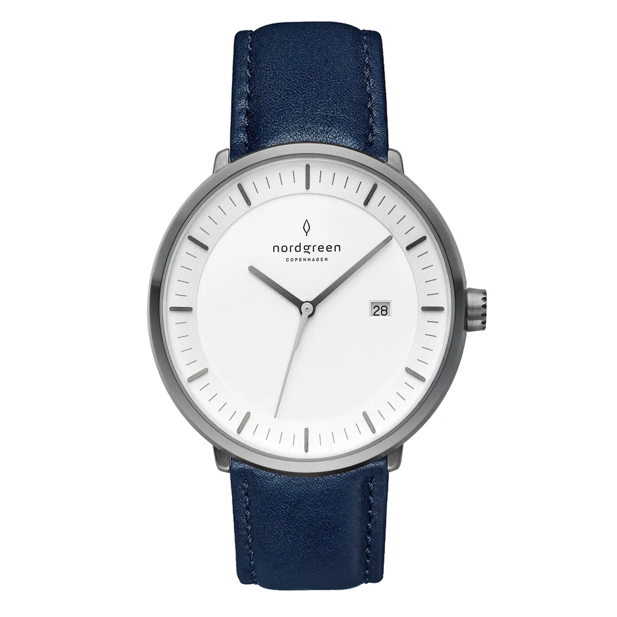 Nordgreen Philosopher ur i gun metal med navy rem, Ø36 mm