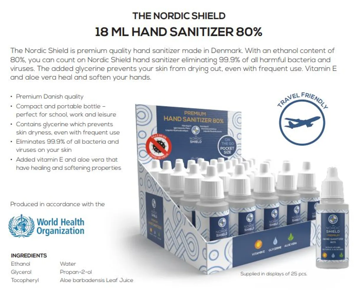 Nordic Shield - Premium Hand Sanitizer 80% (18ml)