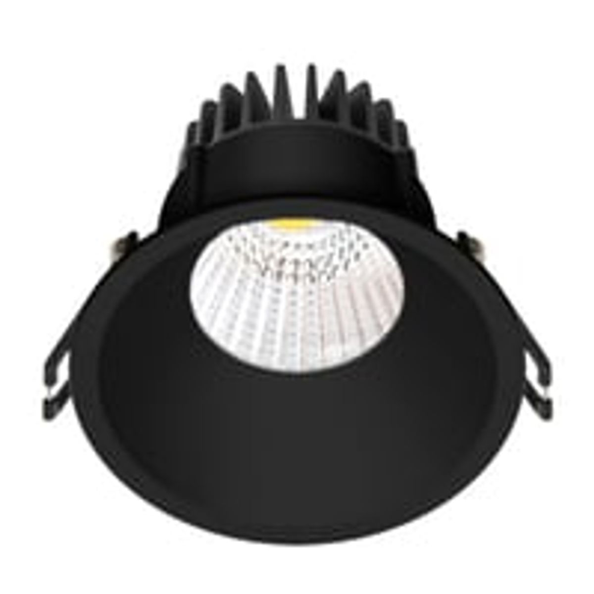 Nordtronic Velia LED indbygningsspot, 230V, IP44, rund, 10,9W, 3000K, sort (mat)