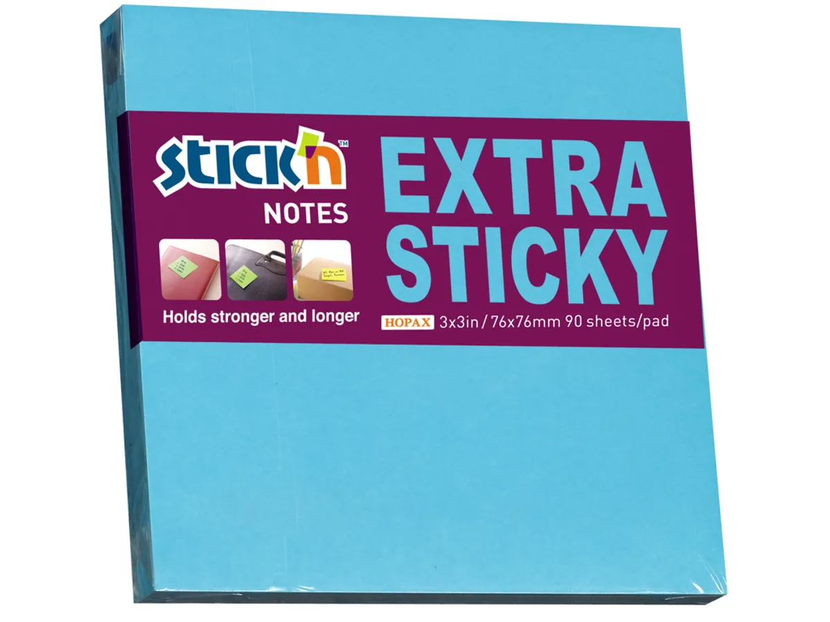 Notes Stick'n 76x76mm. Ekstra Sticky blå