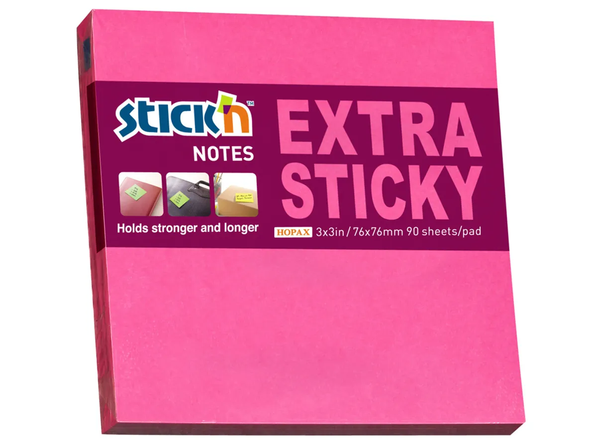 Notes Stick'n 76x76mm. Ekstra Sticky rød