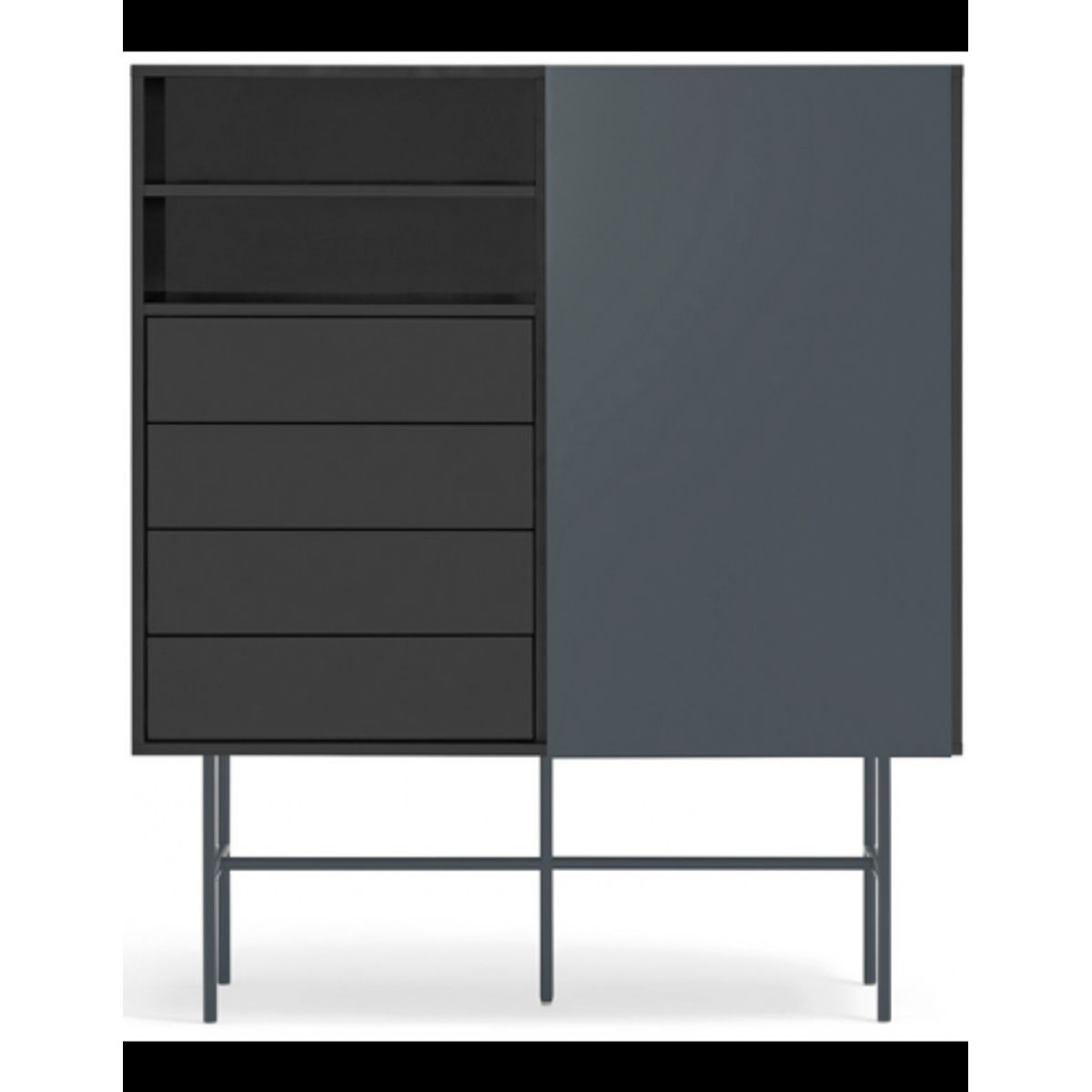 Nube highboard i metal og melamin H140 cm - Sort/Antracit